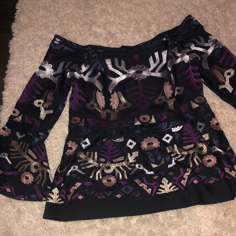 Off the shoulder embroidered top!!